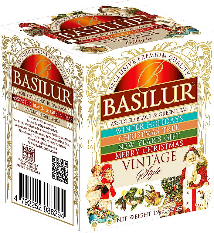 Basilur - Černé a zelené aromatizované čaje Vintage Assorted přebal 8x2g a 2x1,5g