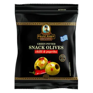 Franz-Josef-Kaiser-SNACK-Řecké-zelené-olivy-bez-pecky-s-chilli-a-paprikou-v-sáčku-70-g