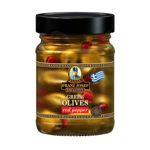 Franz Josef Kaiser - Řecké zelené olivy plněné sušenými rajčaty ve slaném nálev 250g